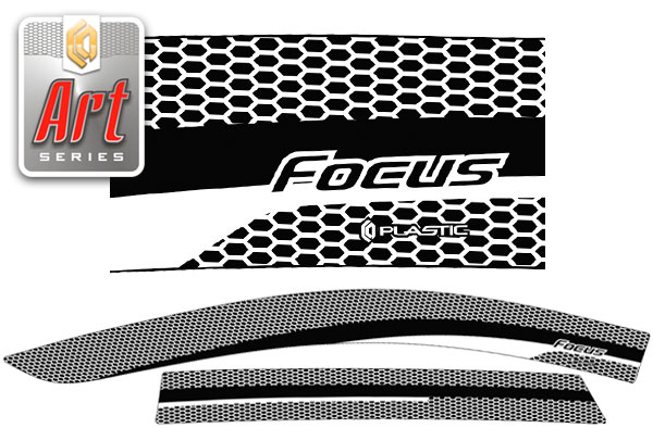 Window visors (Art white) Ford Focus 2 hatchback