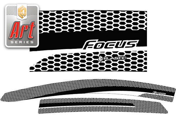 Window visors (Art graphite) Ford Focus 3 wagon 
