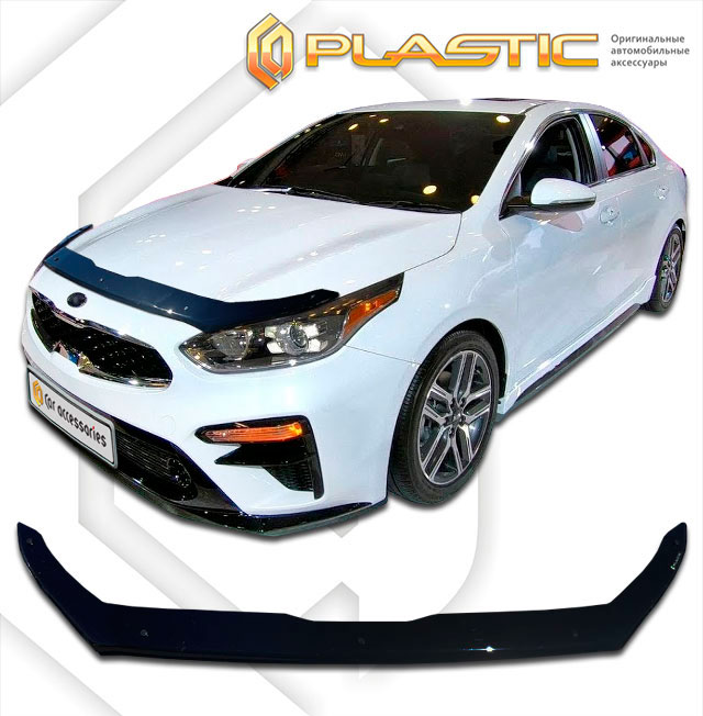 Hood deflector (Classic black) Kia K3 II поколение, II поколение рест., sedan, рынок Южной Кореи