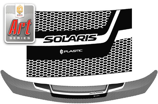 Hood deflector (Art white) Hyundai Solaris sedan