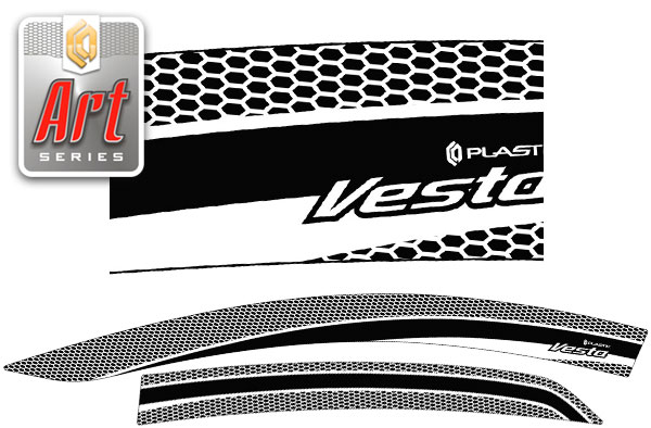 Window visors (Art black) ВАЗ Lada Vesta, Vesta Sport sedan