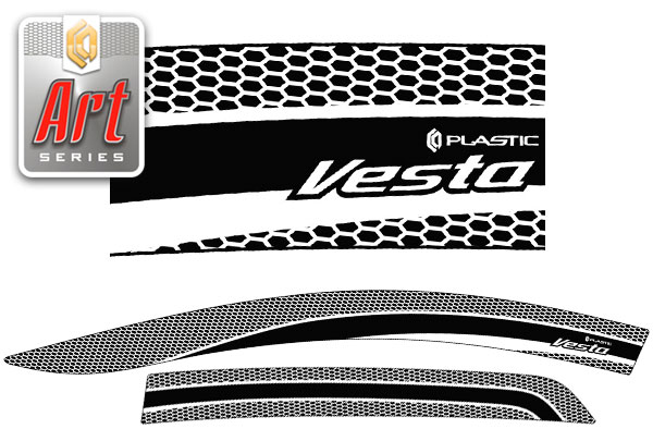 Window visors (Art black) ВАЗ Lada Vesta SW, Vesta Cross hatchback