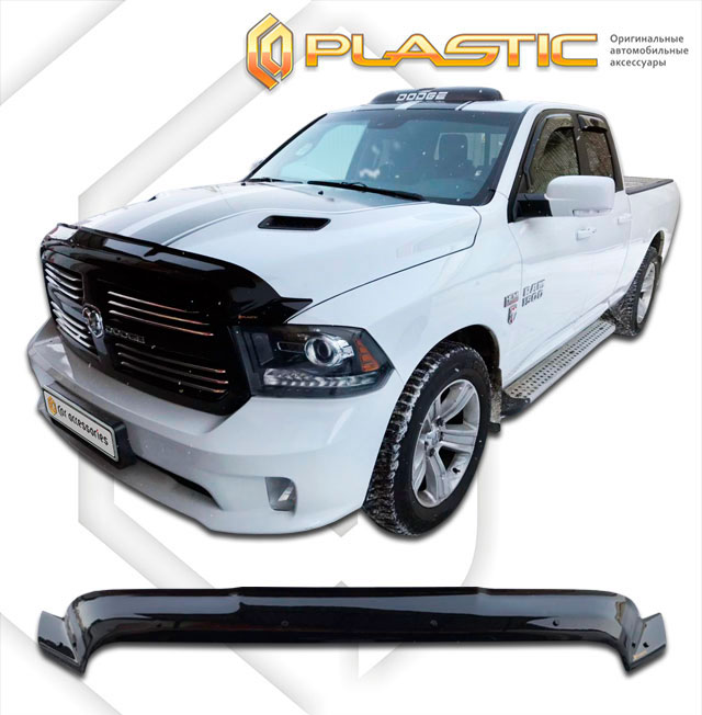 Hood deflector (exclusive) (Classic black) Dodge Ram 1500 IV поколение, пикап, Quad Cab, Short Box